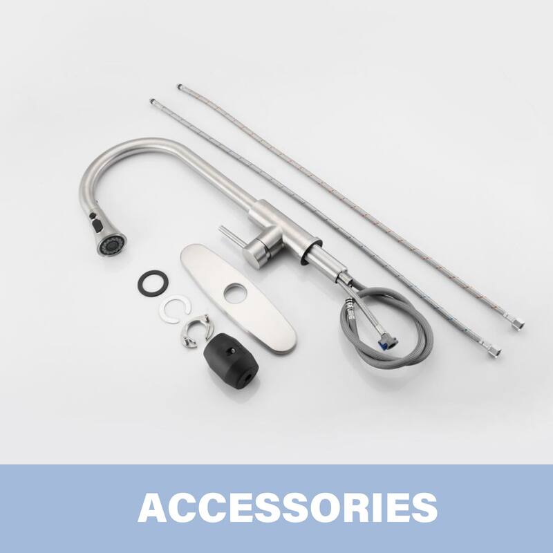 Single Handle Control Pull-Down Kitchen Faucet - Single Hole Deck Mount with Stainless Steel Sprayer