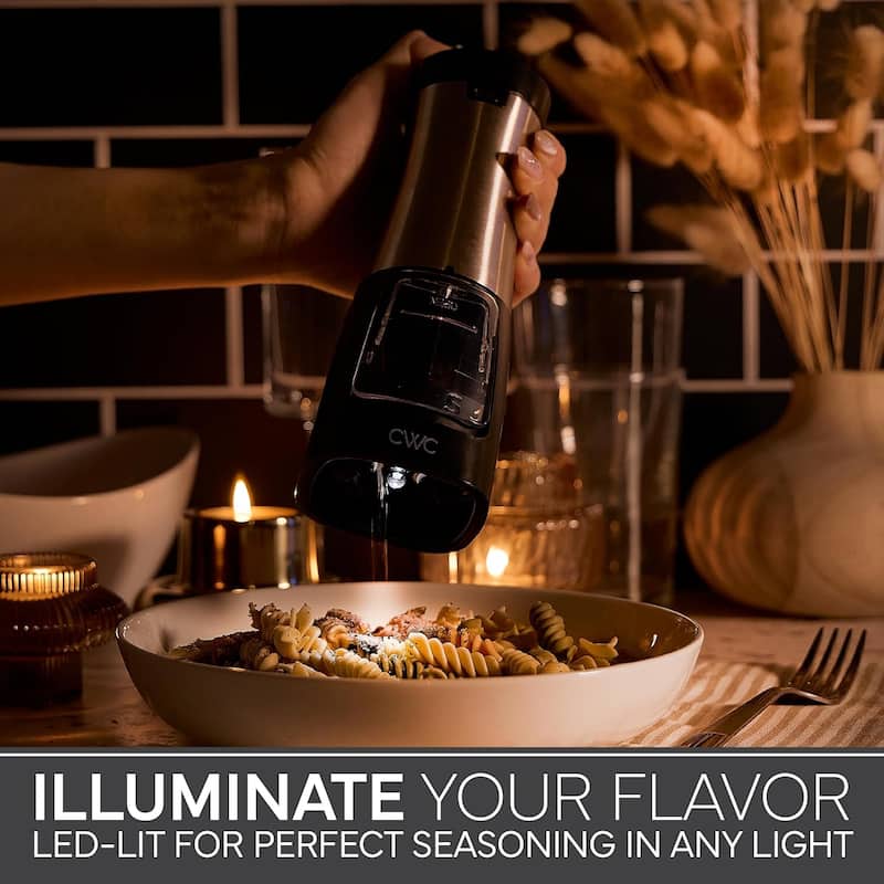 COOK WITH COLOR 2-in-1 Rechargeable Salt & Pepper Shaker - 2 Grinders for Salt and Pepper