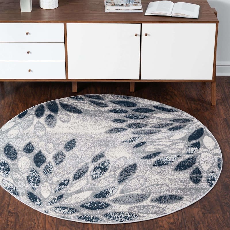 Contemporary Synnove Collection Area Rug - 12'4" Round - Gray
