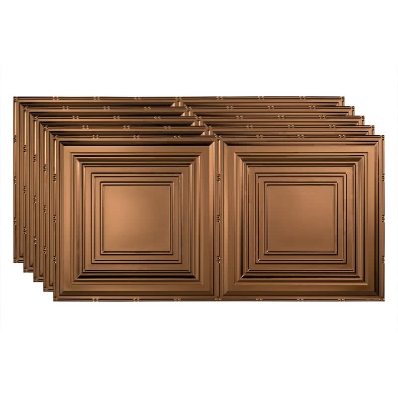 FASÄDE Traditional Style 3 Decorative Vinyl 2ft x 4ft Glue Up Ceiling Panel in Oil Rubbed Bronze (5 Pack) - 5 Pack - Oil Rubbed Bronze