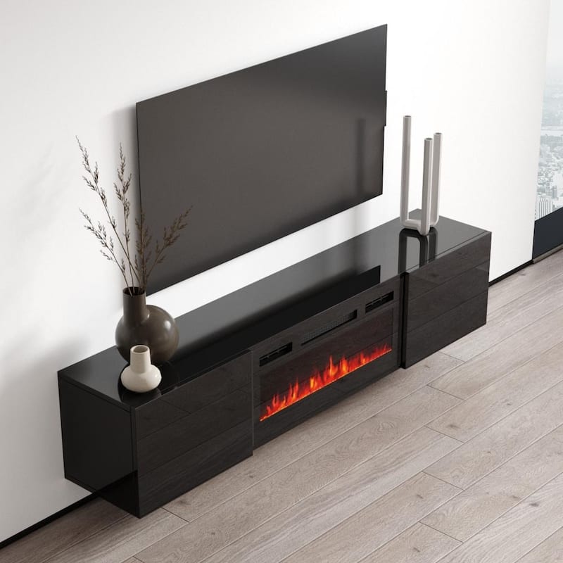 Cali EF Wall Mounted Electric Fireplace Modern 72" TV Stand