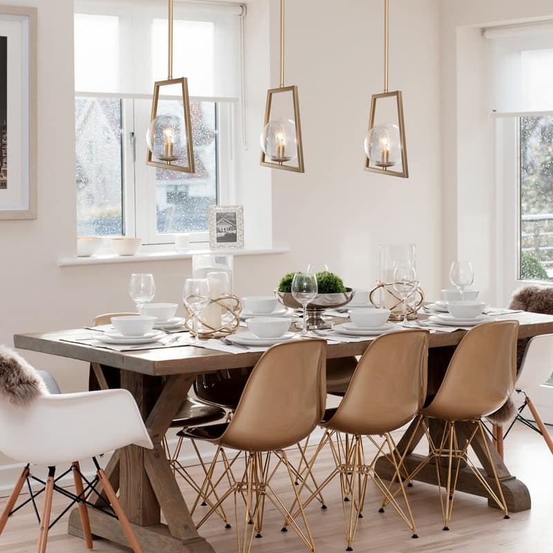 Koiny 9'' Modern Abstract Gold Pendant 1-Light Kitchen Island Lighting with Glass Globe - L9" x W5.5" x H73"