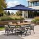 Option Set of 9 - Brown Table with Navy Blue Umbrella
