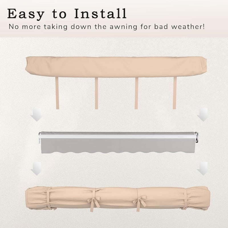 AECOJOY Manual Retractable Patio Awning Outdoor Sunshade Shelter (Cover Only)