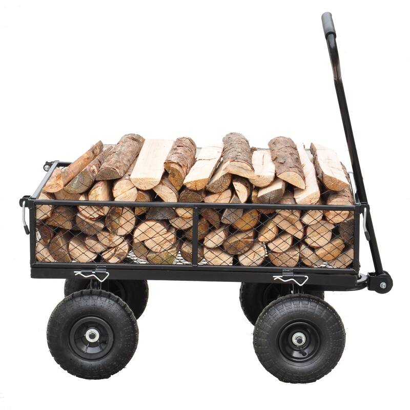 Multifunctional Garden Cart with Removable Side Panels, 550LBS Capacity