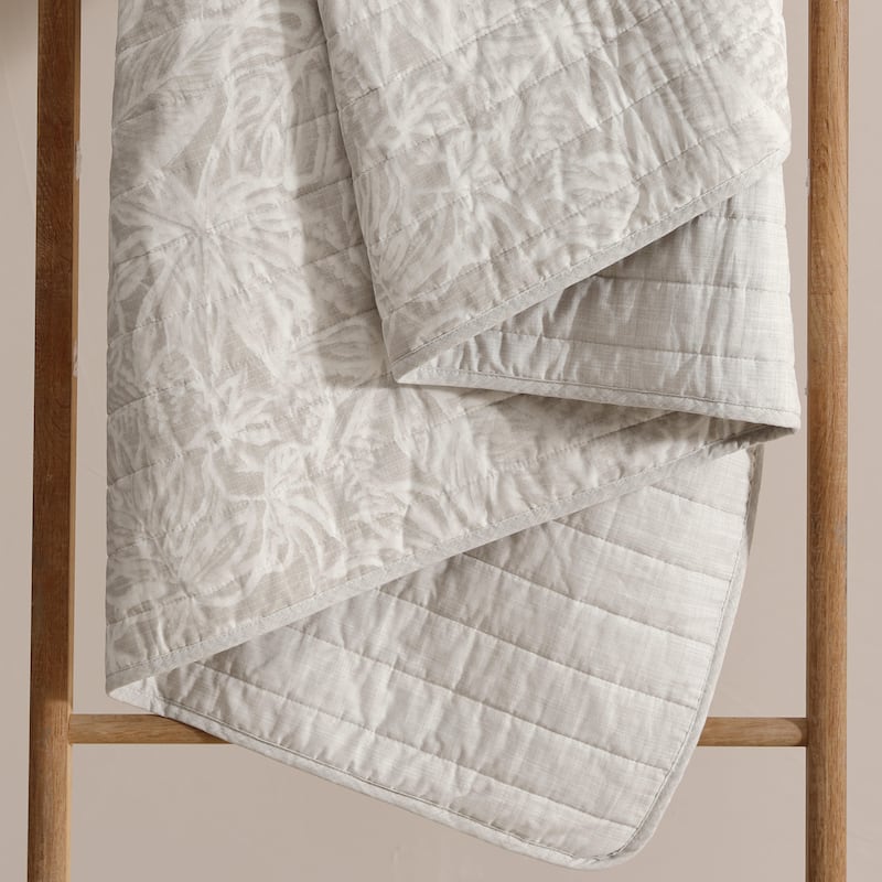 Tommy Bahama Ocean Deep Cotton Reversible Beige Quilt Set