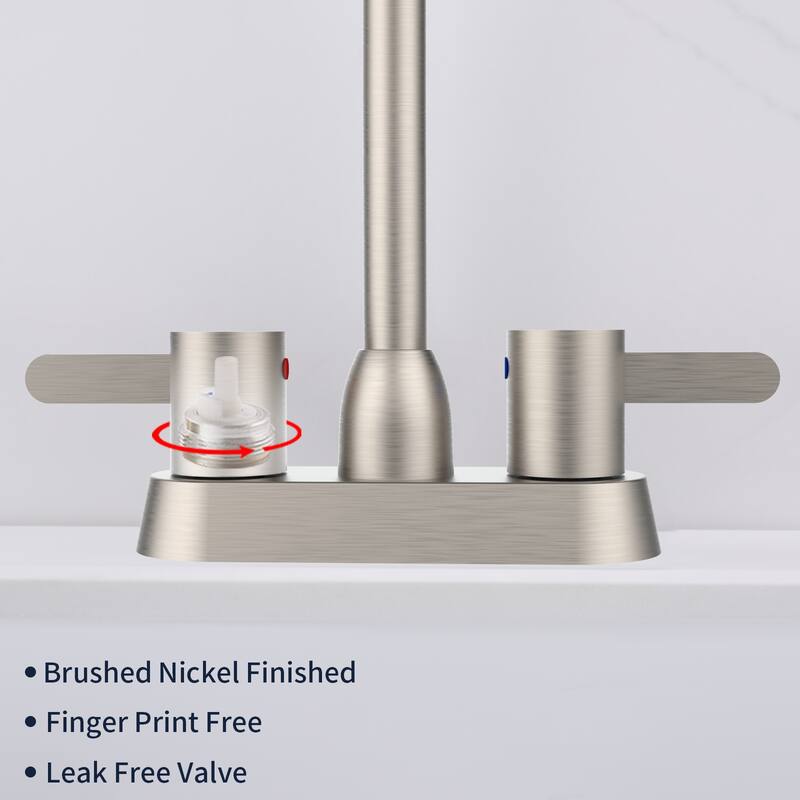 Modern Double Handle 360 Degree Swivel Bathroom Vanity Sink Faucet with Anti Leak Valve and Aerator, Anti Fingerprint, Anti Rust