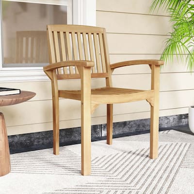 1/2/4PCS Dining Chair Teak Wood Armchair Armrests Solid Wooden Legs