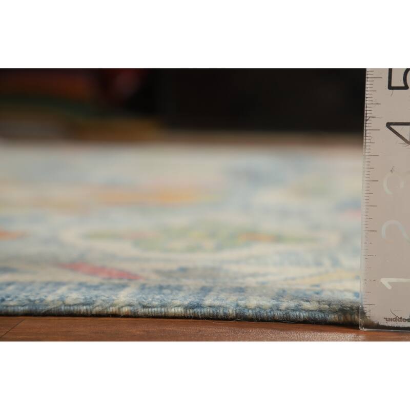 Hand Knotted Oriental 100% Wool Carpet Transitional All-Over Navy Blue & Blues Oushak Area Rug - 12' 9'' X 9' 4''