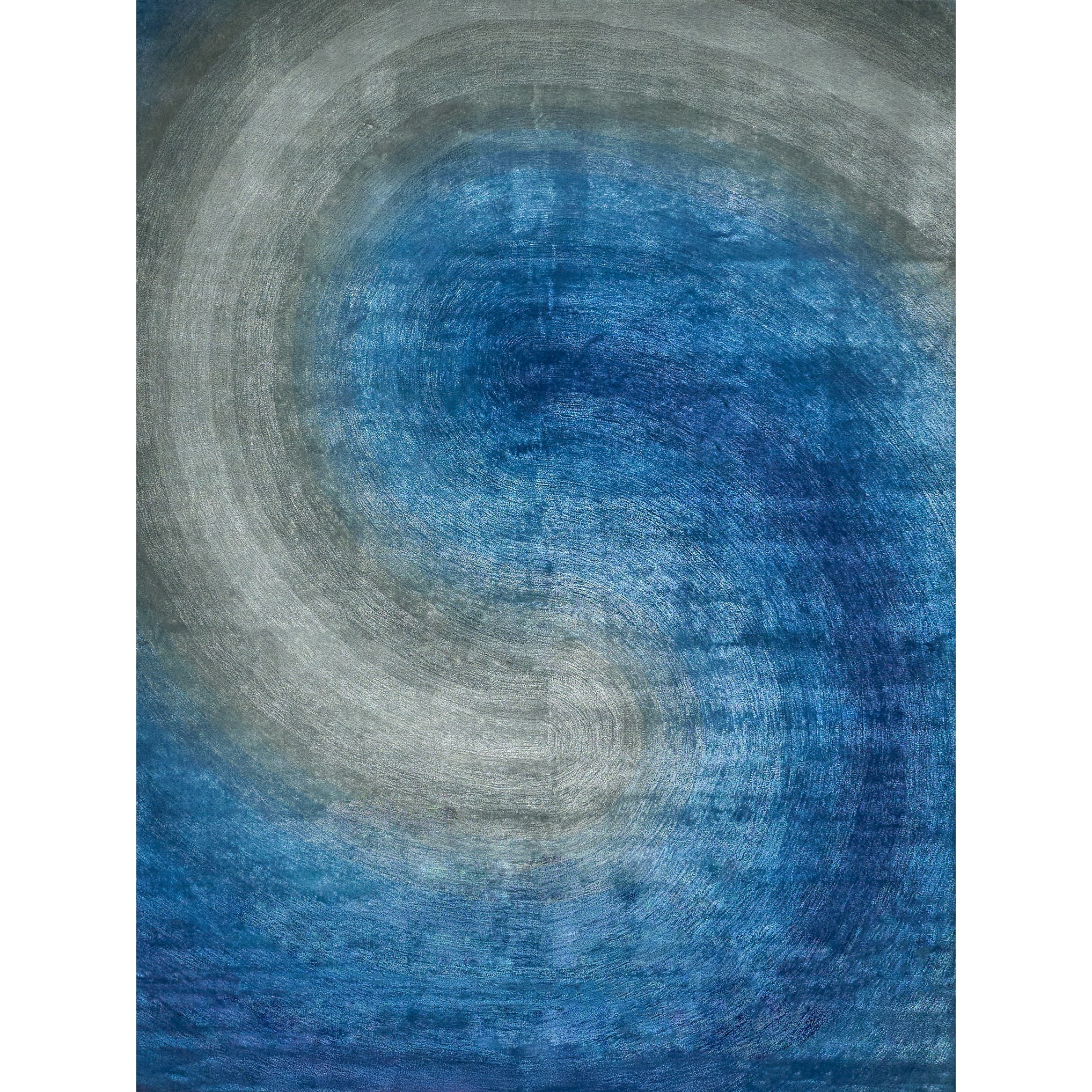 Mitomo hand-tufted Wool/Bamboo Silk Navy/Gray Area Rug