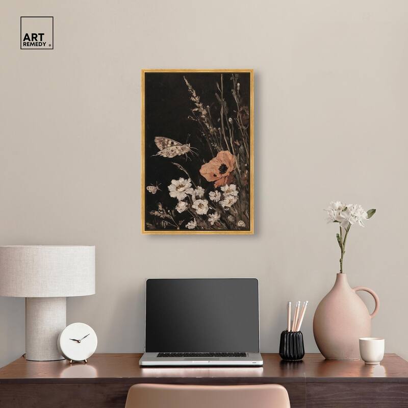 Poppy and Moth II Canvas by Art Remedy