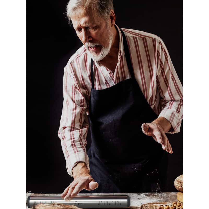 Self-Cooling Stainless Steel Rolling Pin with Flour and Water Container
