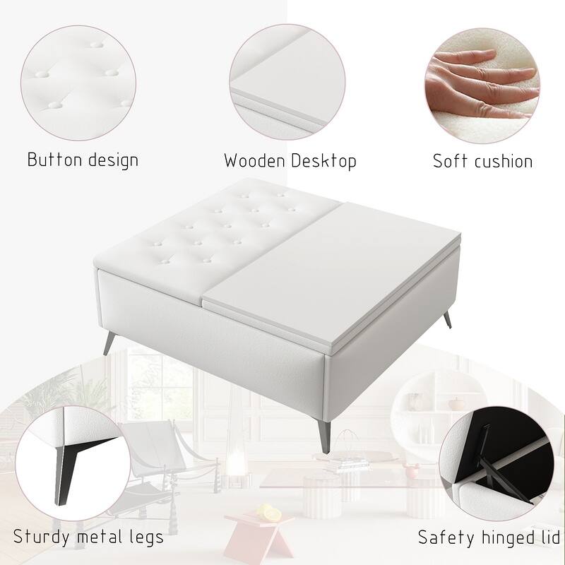 35 inch Wide Square storage benches Coffee Table