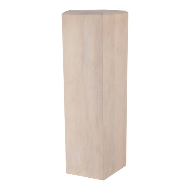 Natural Wood Side Table Elegant Geometric Design Narrow End Accent