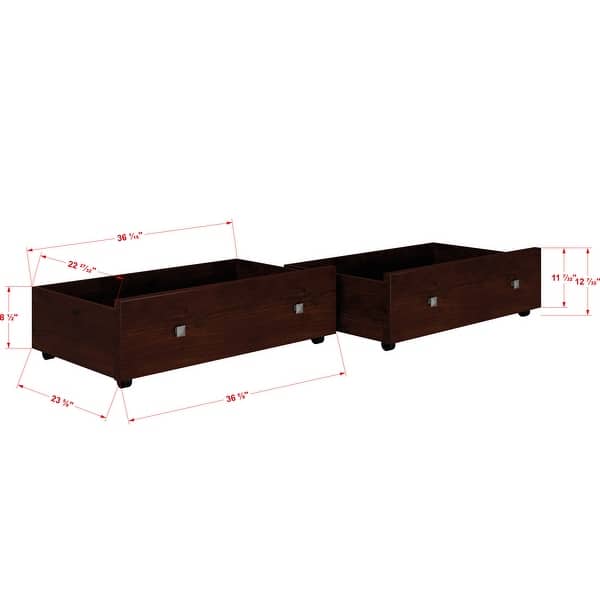 dimension image slide 0 of 4, Donco Kids Full Size Contempo Bed with Dual Under Bed Drawers