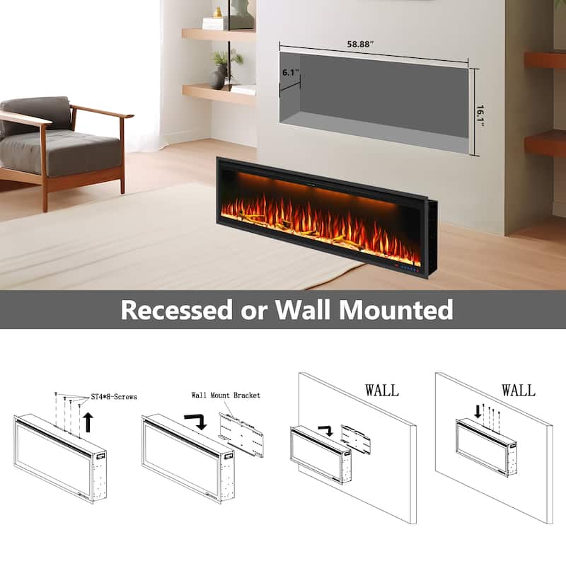 42'' WiFi-Enabled Electric Fireplace Insert - Alexa & App Control, 13 x 13 x 3 Color Combinations