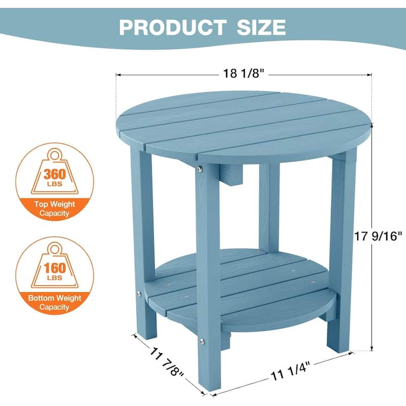 WINSOON All Weather HIPS Outdoor Side Table,Round Table