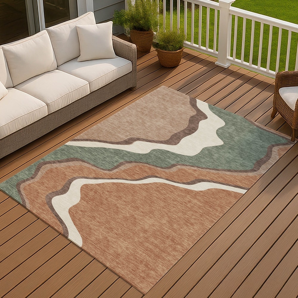 Machine Washable Indoor/ Outdoor Modern Valley Chantille Rug