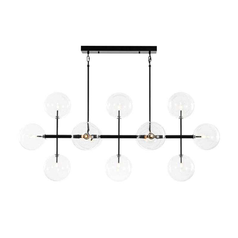 Glam 12-Light Linear Clear Glass Bubble Sputnik Island Chandelier