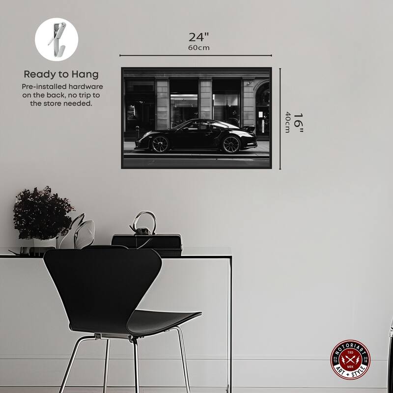 Notoriart City Streets Car Framed Car 1 Piece Canvas Wall Art