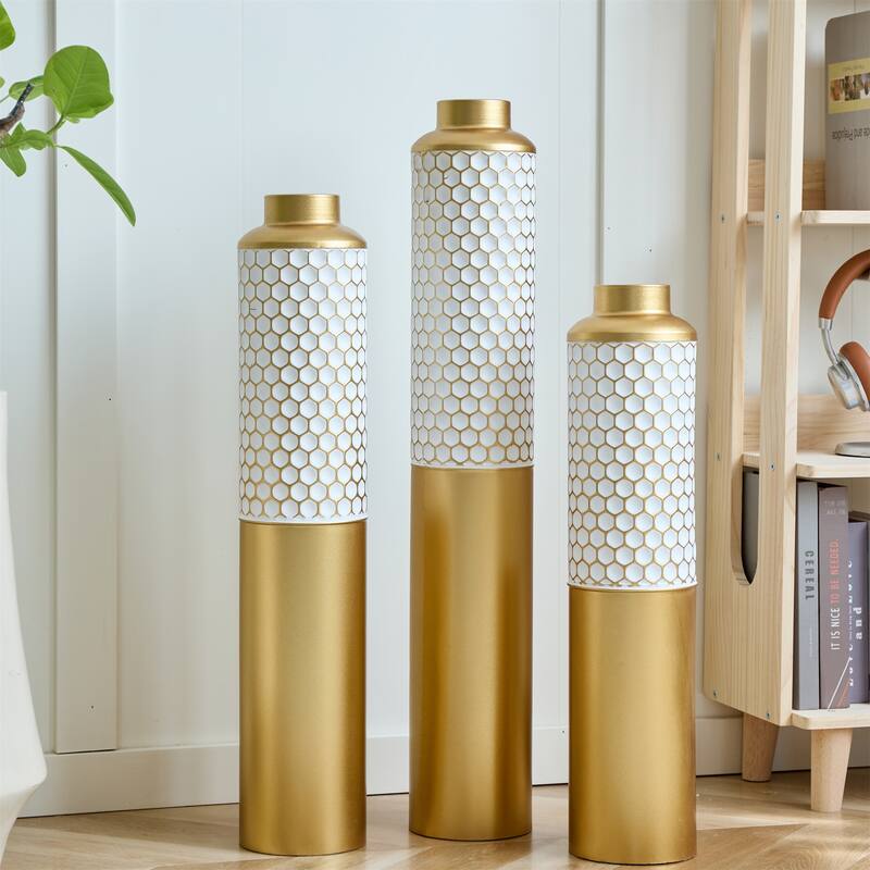 Droplet Shaped Home Decorated Floor Metal Vases (Set of 3)