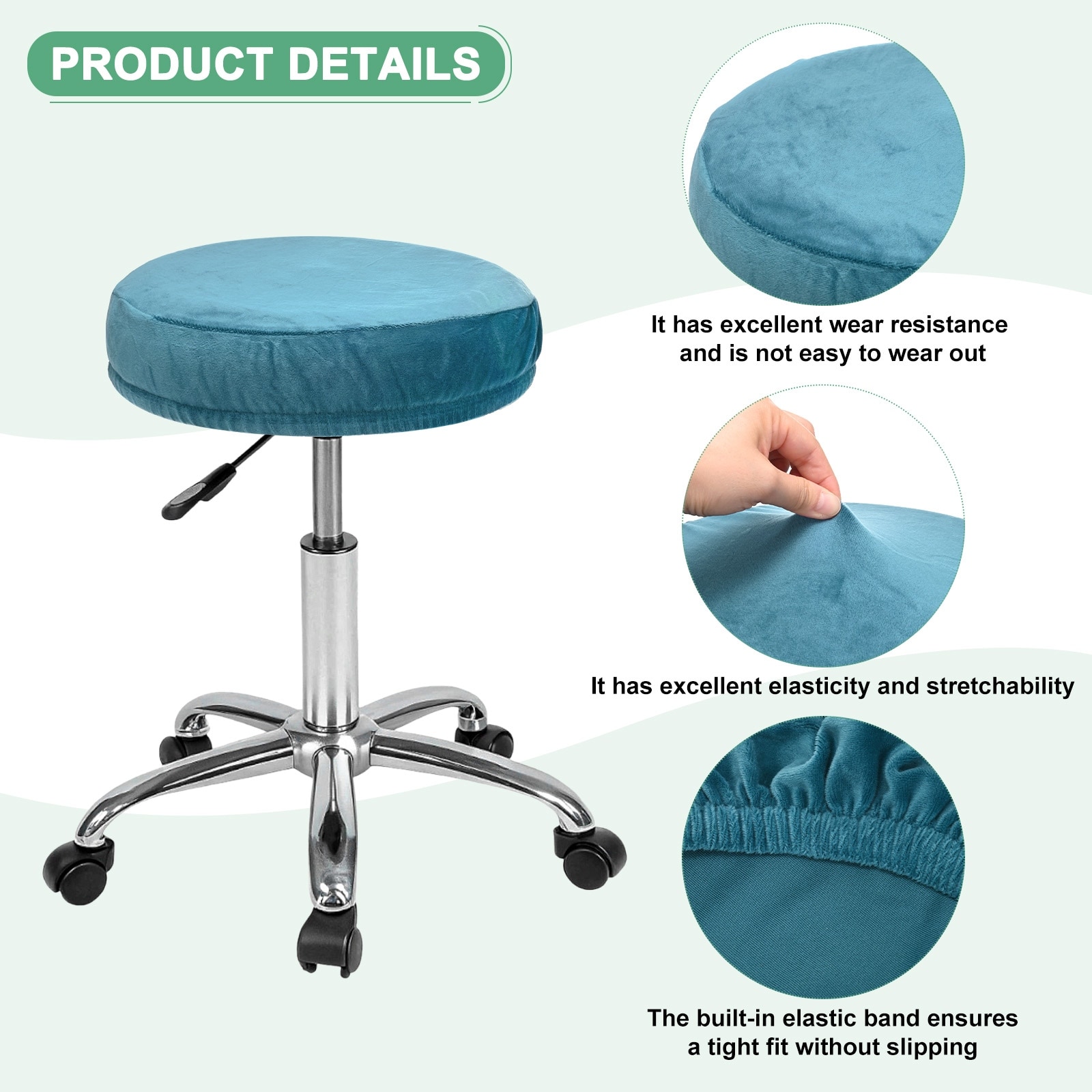 Bar Stool Covers Round, Velvet Washable Stool Cushion Slipcover