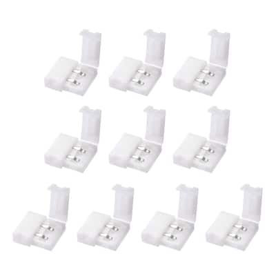 10mm 2P LED Strip Connector Adapter for Single Color 5050 Strip Lights 10Pcs - White - 10mm 2P 5050,10Pcs