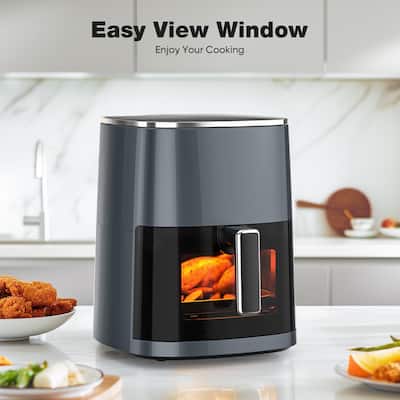 6.34 QT Large Air Fryer, 12-in-1 Digital Airfryer with Clear Window, Roast, Reheat, Dehydrate, Bake, Steam with 400°F