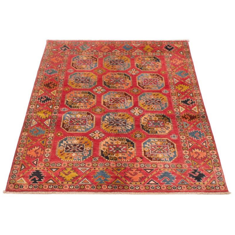 ECARPETGALLERY Hand-knotted Uzbek Ghazni Pink Wool Rug - 4'10 x 6'7