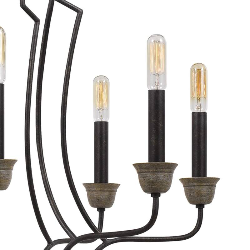 8 Light Chandelier with Textured Bronze Tubular Metal Frame for Dining Room, Kitchen, or Living Room Lighting - 33.75