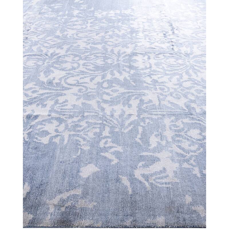 Modern One-of-a-Kind Hand-Knotted Area Rug - Ivory, 9' 1" x 12' 2" - 9' 1" x 12' 2"