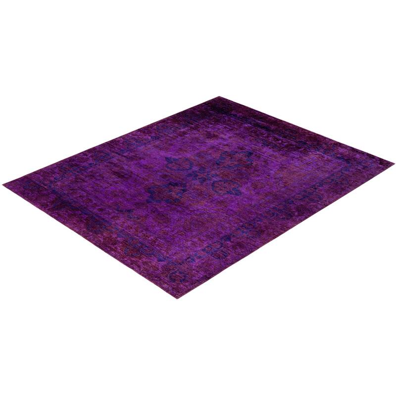 Overdyed One-of-a-Kind Hand-Knotted Area Rug - Purple - 8' 1" x 9' 10"