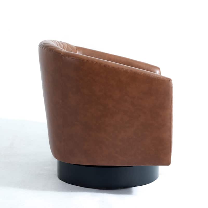 Faux Leather Nailheads Swivel Barrel Chair Set of 2