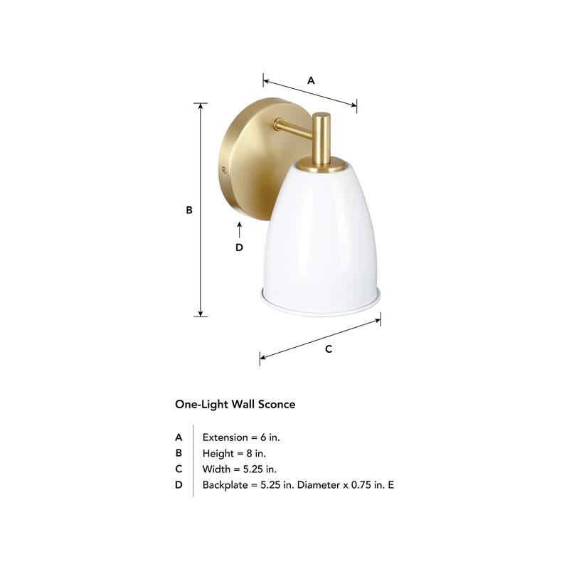 Biba 8 in. 1-Light Brushed Gold Modern Wall Sconce Light Ice Mist Metal Shades