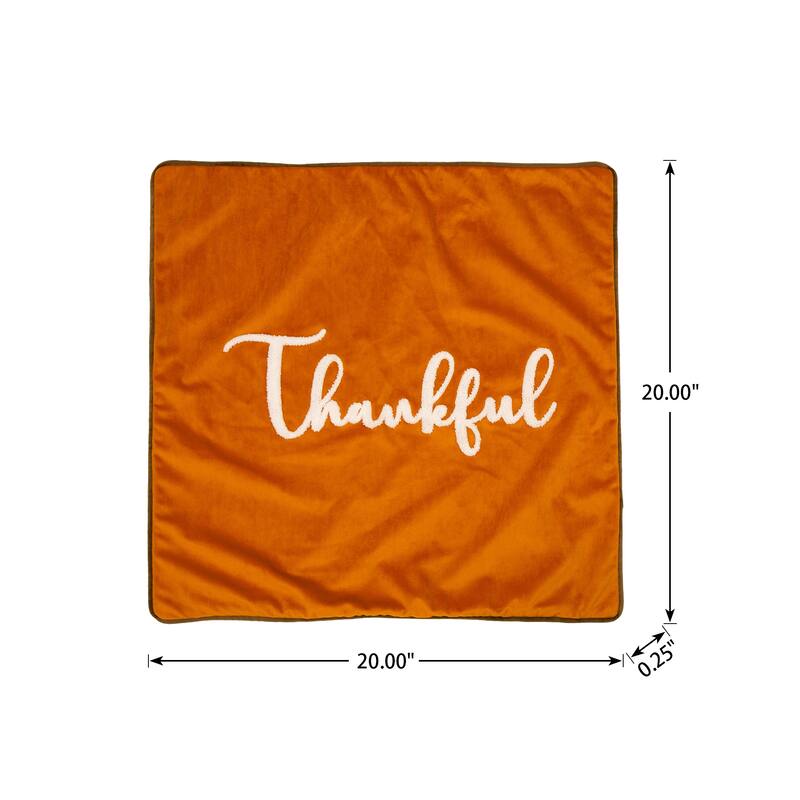 Glitzhome Farmhouse Thanksgiving Harvest Turkey Embroidered Pillow or Pillow Cover