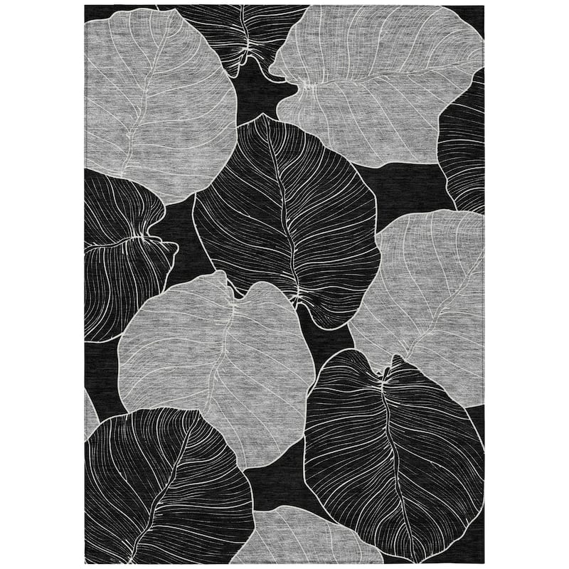 Machine Washable Indoor/ Outdoor Tropical Floral Chantille Rug