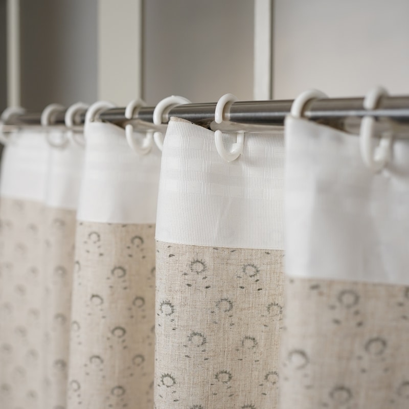 Fabdivine Handmade Floral Block Print Window or Door Room Décor Viscose Linen Curtain