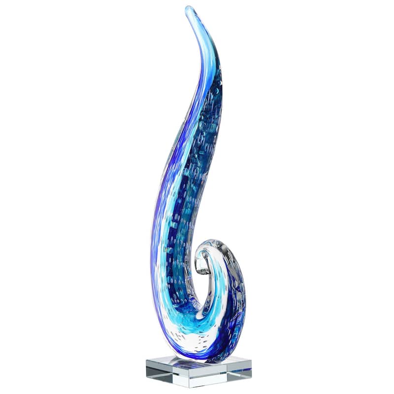Luxury Lane Hand Blown Ocean Wave Art Glass Sculpture