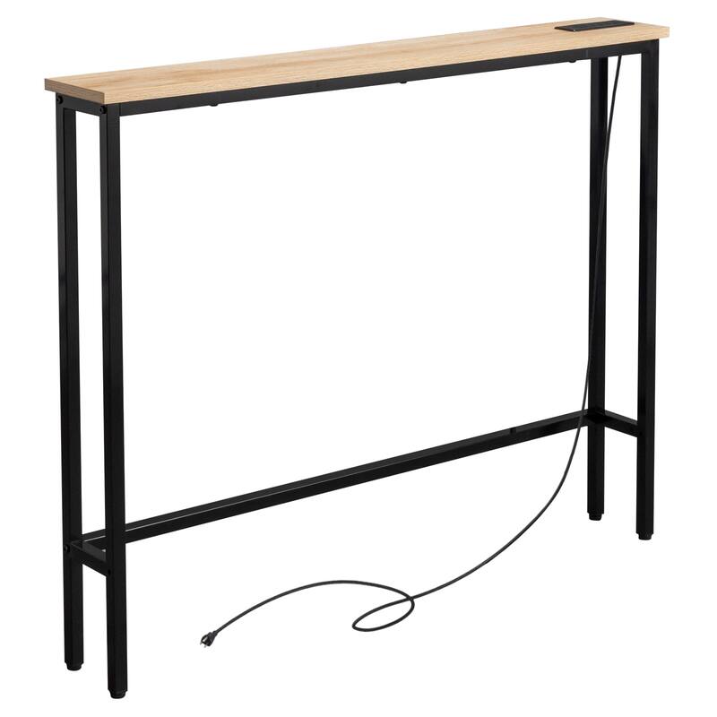 Iron and Melamine Console Table with Charging Hub and USB Ports - 39.4 x 5.9 x 31.1 in