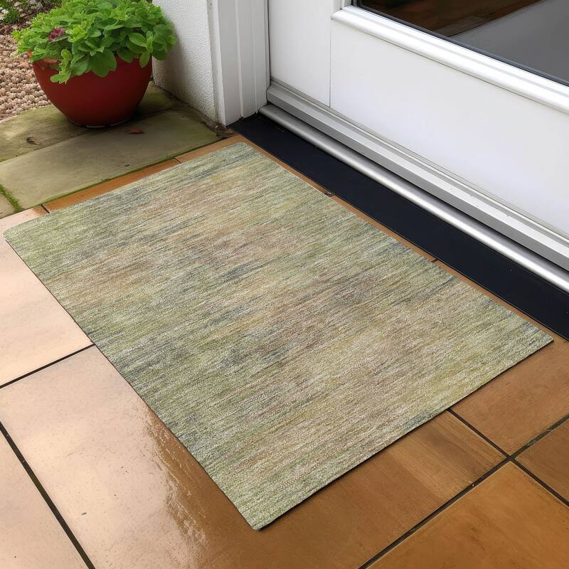 Machine Washable Indoor/ Outdoor Chantille Solid Ombre Rug - 1'8" x 2'6" - Aloe