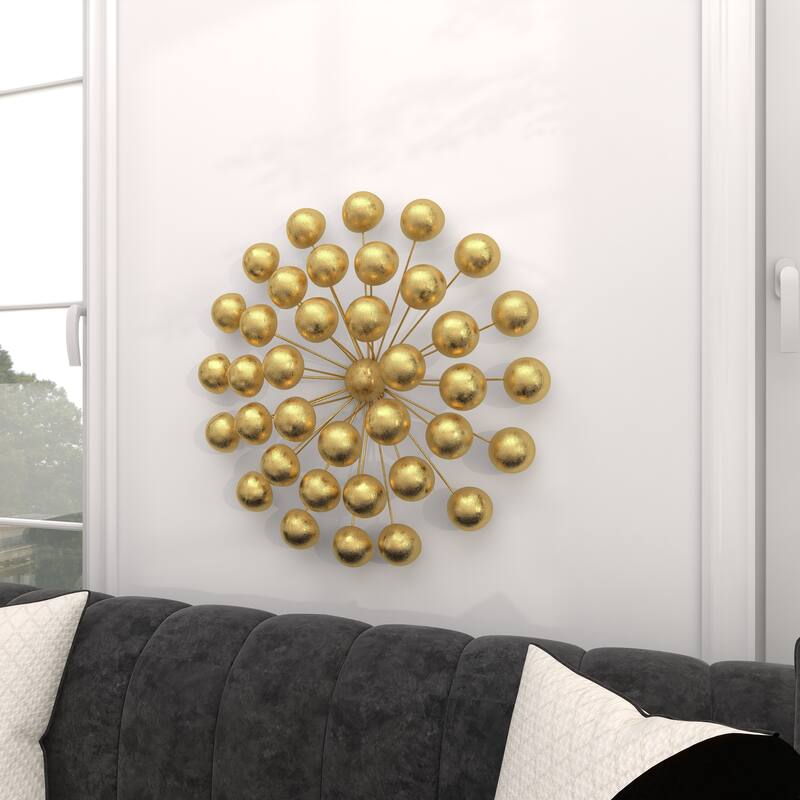 Metal Starburst Home Wall Decor with Orb Detailing - Gold - Roche River Decor