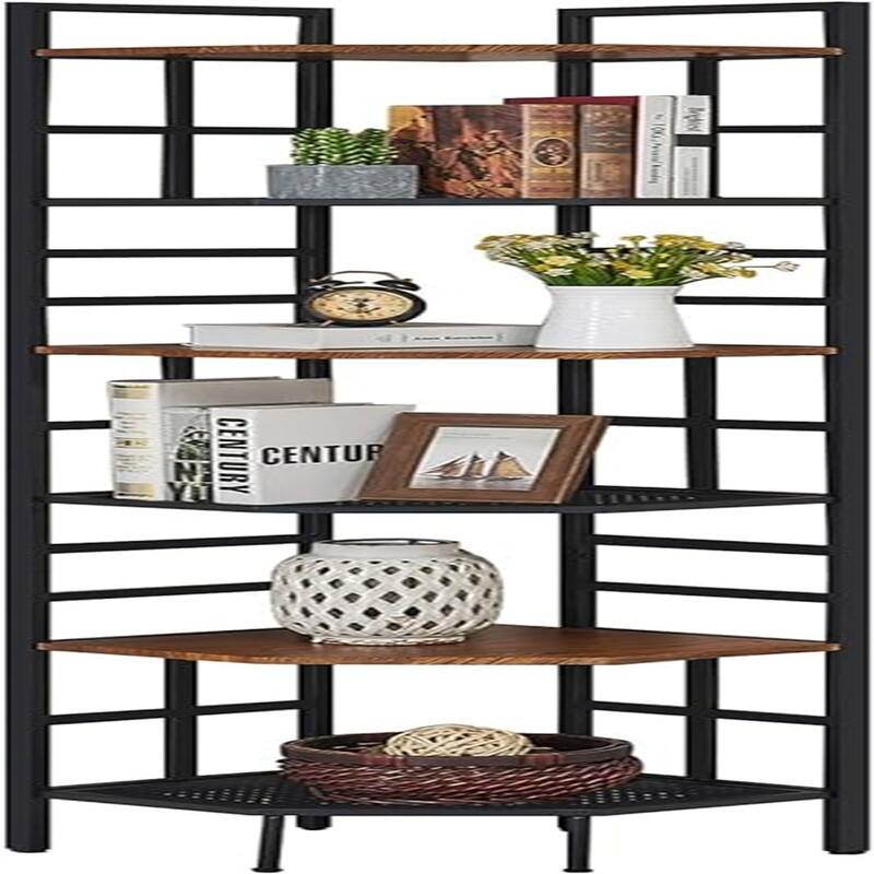 Corner Shelf - 16.5"D x 16.5"W x 76.9"H - 16.5"D x 16.5"W x 76.9"H - Brown