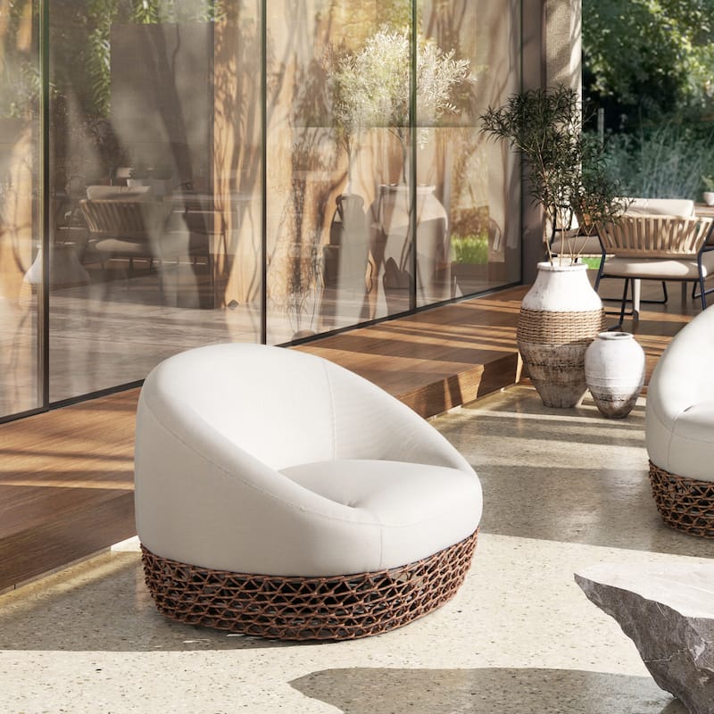 Willow 35.5" Woven Upholstered Deep Seating Outdoor Patio Armchair