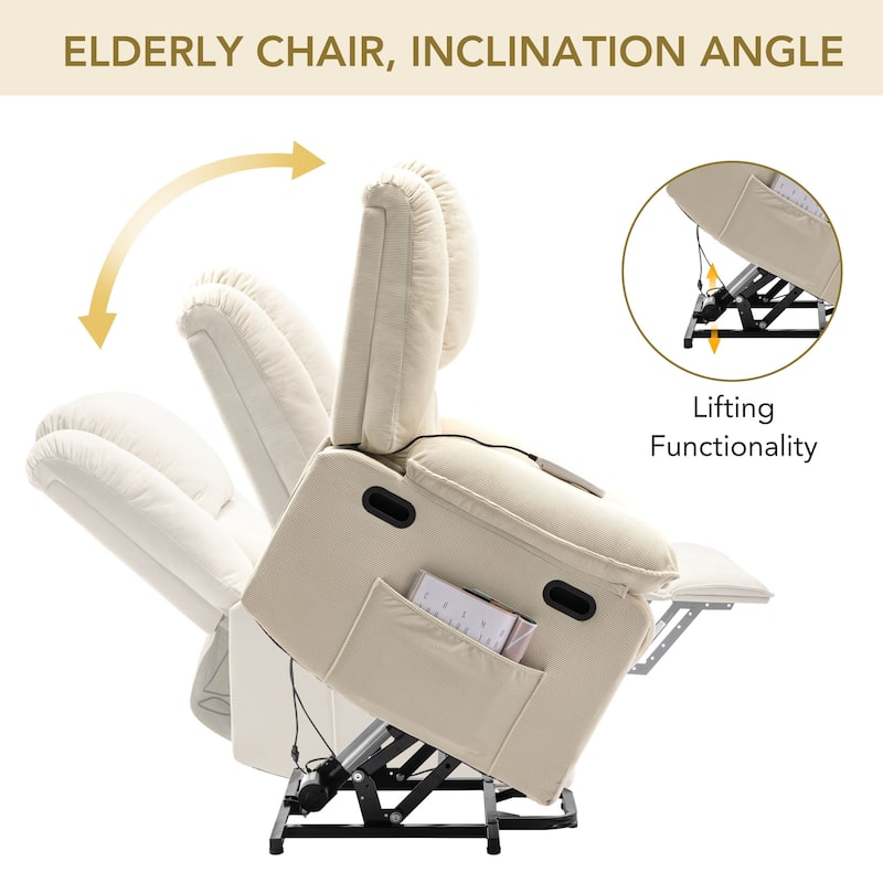 Massage Recliner,Power Lift Chair for Elderly - Beige