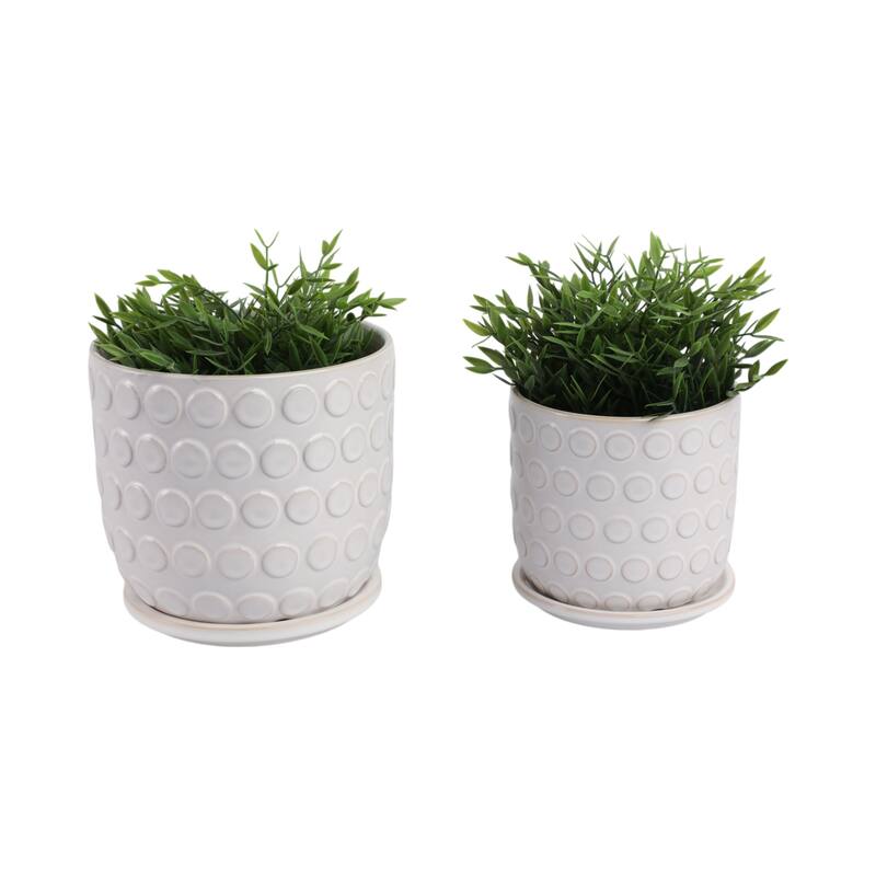 Ceramic Circular Saucer Planters Set of 2 - 6/8 in.
