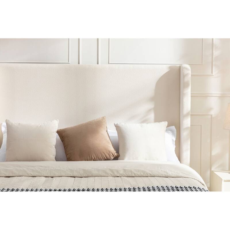 Elegant Upholstered Bed with Wingbacks and No Box Spring for Relaxing
