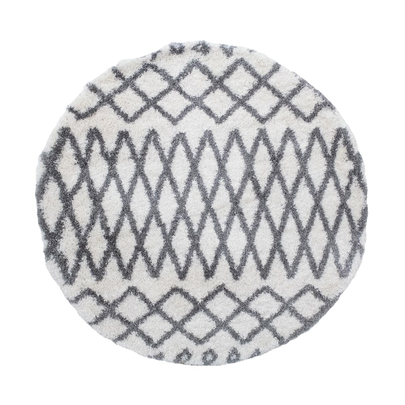 Noori Rug Lux Roy Moroccan 2-Inch Shag Rug - 5'3" x 5'3" - Ivory/Silver