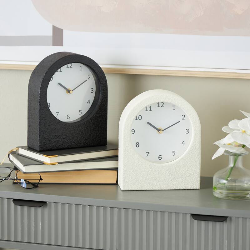 Wood Textured Decorative Clock with Gold Accents - Set of 2 Multi Colored - Roche River Decor