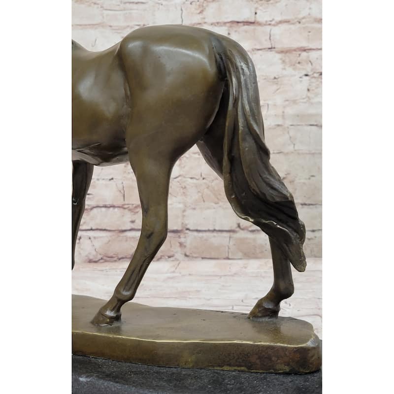 Show Horse Mare Hot Cast Bronze Statue Sculpture Equestrian Decor On Marble Base