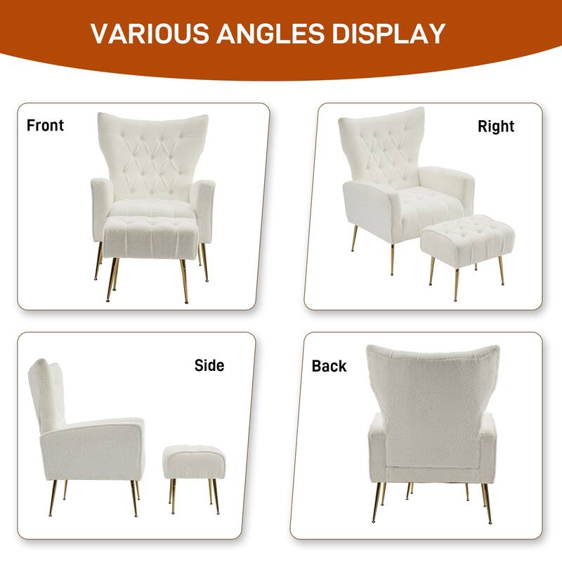 Ouyessir Upholstered Tufted Accent Chair with Ottoman